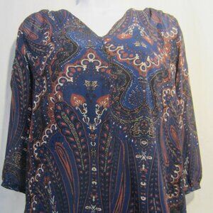 PARAPHASE 2 pc LS blouse and cami navy blue paisley Women S